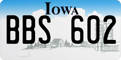 IA license plate BBS602