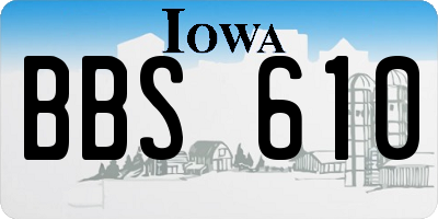 IA license plate BBS610