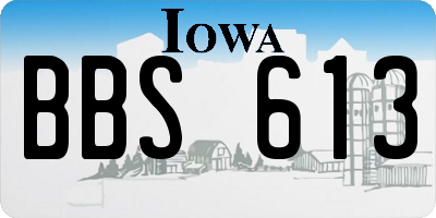 IA license plate BBS613