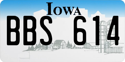 IA license plate BBS614