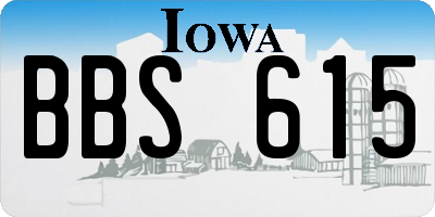 IA license plate BBS615