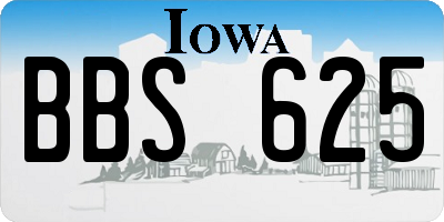 IA license plate BBS625