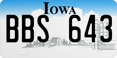 IA license plate BBS643