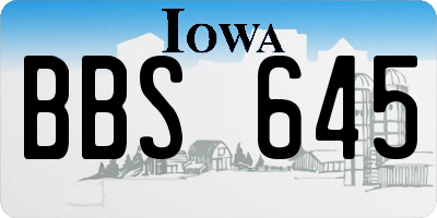IA license plate BBS645
