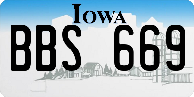 IA license plate BBS669