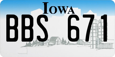IA license plate BBS671