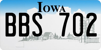 IA license plate BBS702