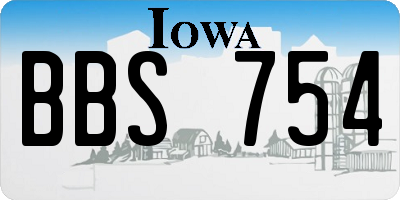 IA license plate BBS754