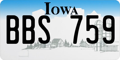 IA license plate BBS759