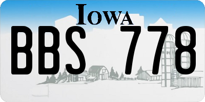 IA license plate BBS778