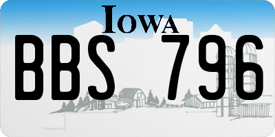 IA license plate BBS796