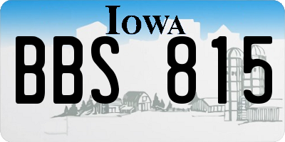 IA license plate BBS815