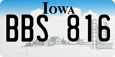 IA license plate BBS816