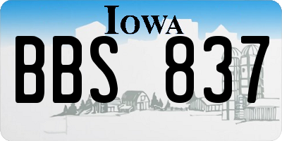 IA license plate BBS837