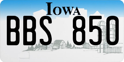 IA license plate BBS850