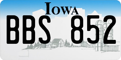 IA license plate BBS852