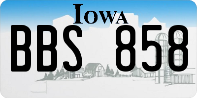 IA license plate BBS858