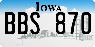 IA license plate BBS870