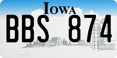 IA license plate BBS874