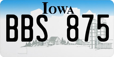 IA license plate BBS875