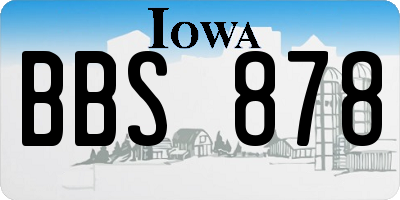 IA license plate BBS878