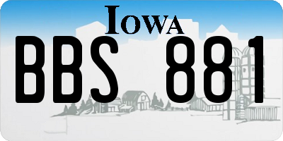 IA license plate BBS881
