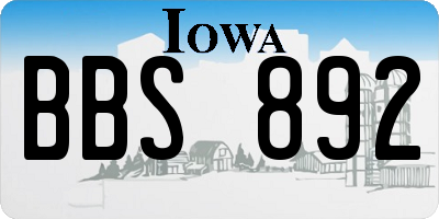 IA license plate BBS892