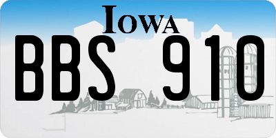 IA license plate BBS910