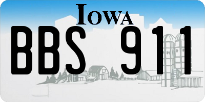 IA license plate BBS911