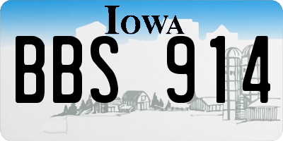 IA license plate BBS914