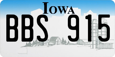 IA license plate BBS915