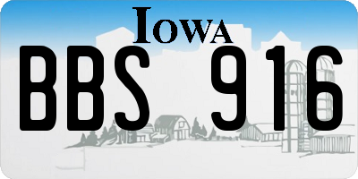 IA license plate BBS916