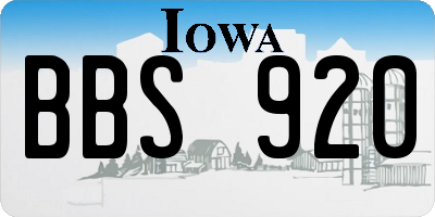 IA license plate BBS920