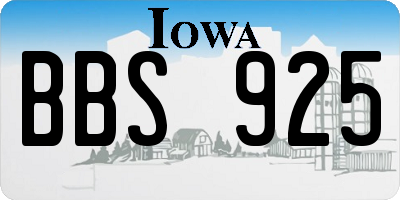 IA license plate BBS925