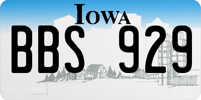 IA license plate BBS929