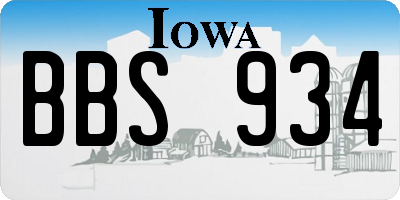 IA license plate BBS934