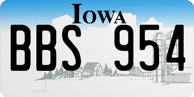 IA license plate BBS954