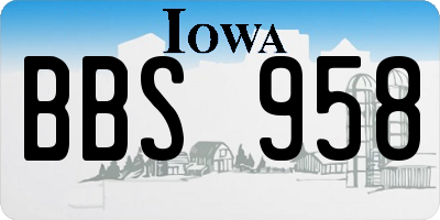 IA license plate BBS958