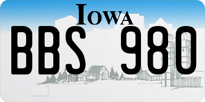 IA license plate BBS980