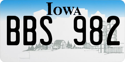 IA license plate BBS982