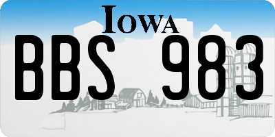 IA license plate BBS983