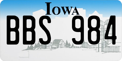IA license plate BBS984