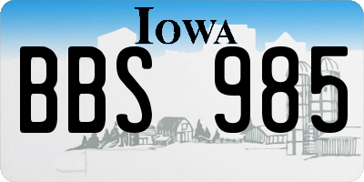 IA license plate BBS985