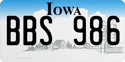 IA license plate BBS986