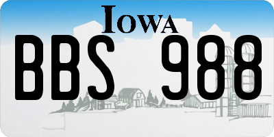 IA license plate BBS988