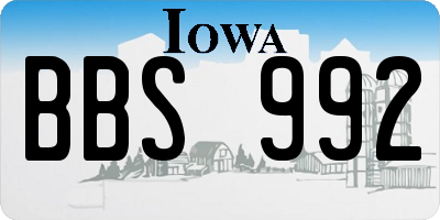 IA license plate BBS992