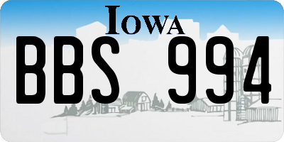 IA license plate BBS994