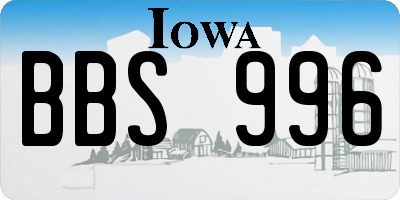 IA license plate BBS996