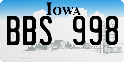 IA license plate BBS998