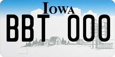 IA license plate BBT000